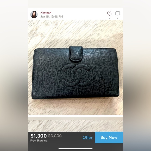 $1295 CHANEL CC Caviar Leather Wallet - Picture 11 of 13